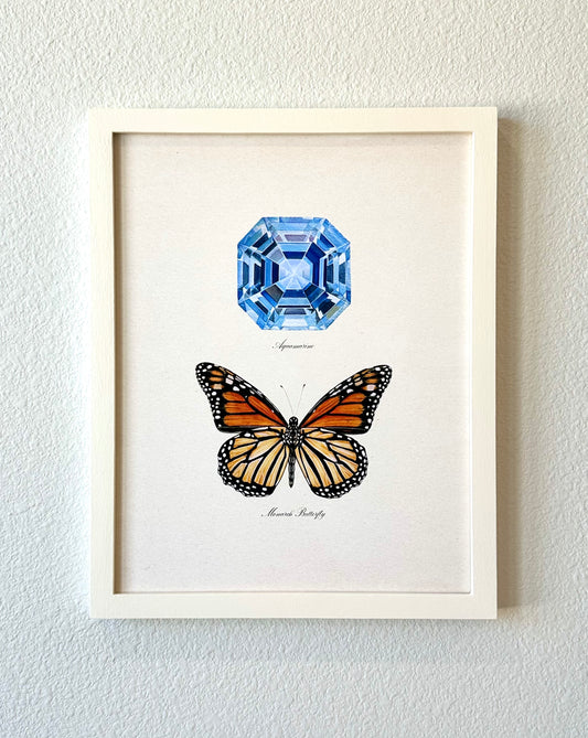 Aquamarine + Monarch Butterfly Print