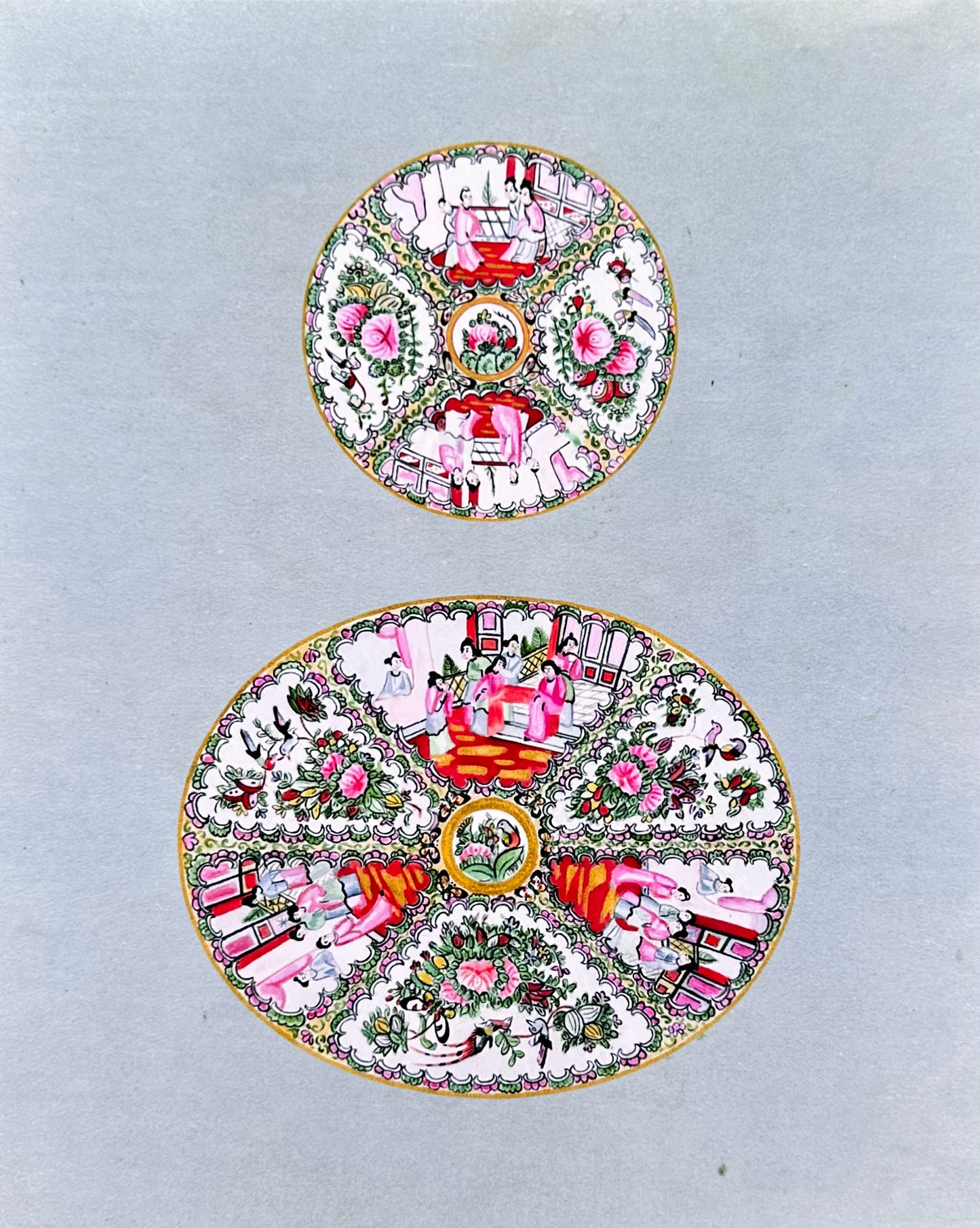 Blue Small + Large Rose Medallion Print