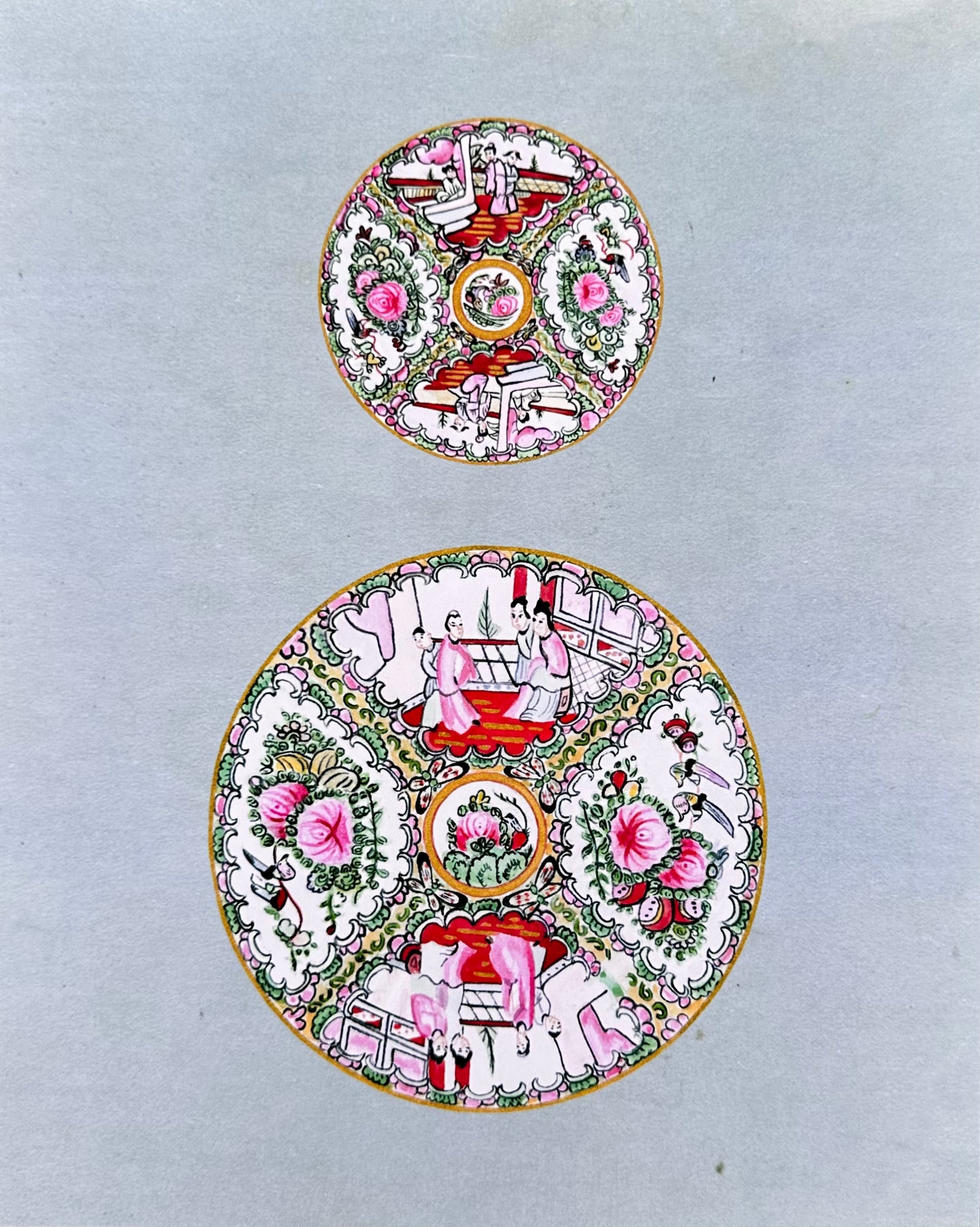 Blue Small + Medium Rose Medallion Print