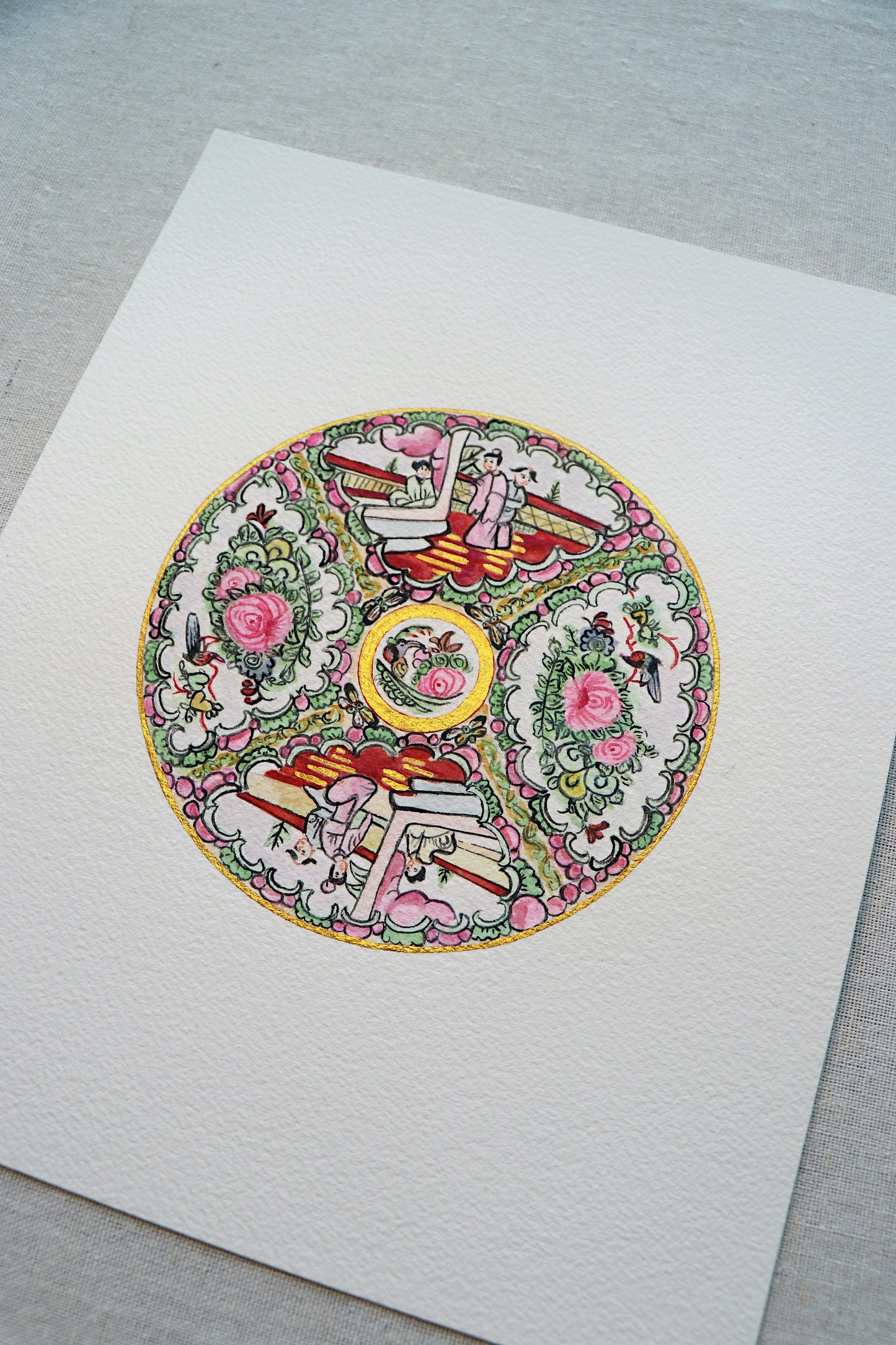 Small Rose Medallion | Original Painting
