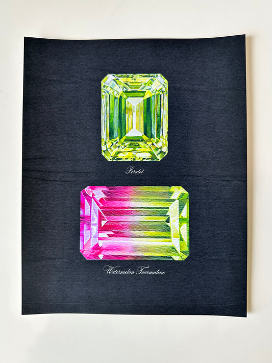 Peridot + Watermelon Tourmaline Midnight Print