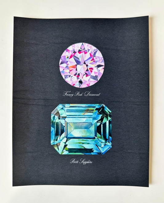 Pink Diamond + Parti Sapphire Midnight Print