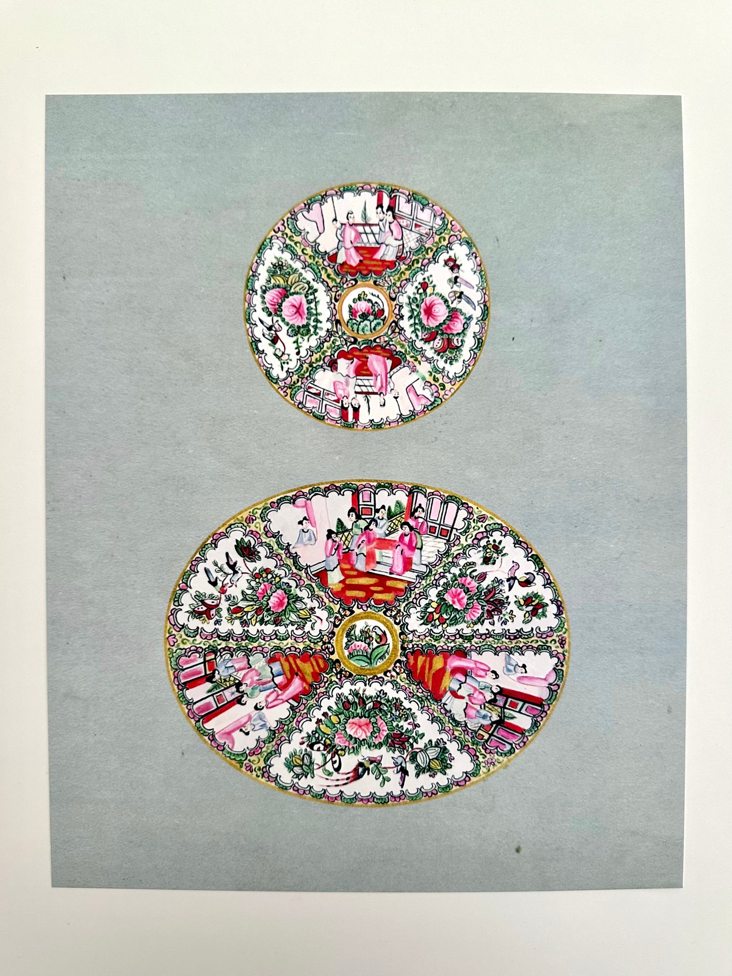 Blue Small + Large Rose Medallion Print