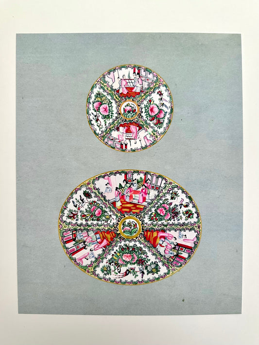 Blue Small + Large Rose Medallion Print