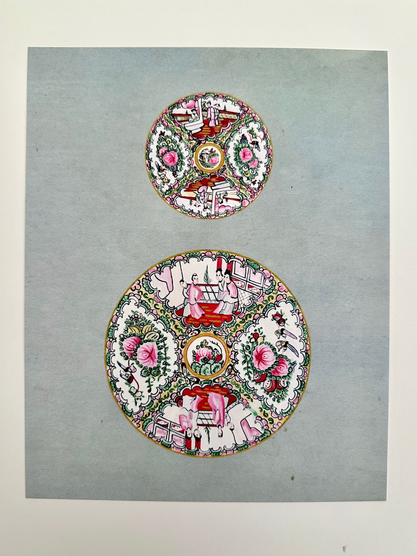Blue Small + Medium Rose Medallion Print