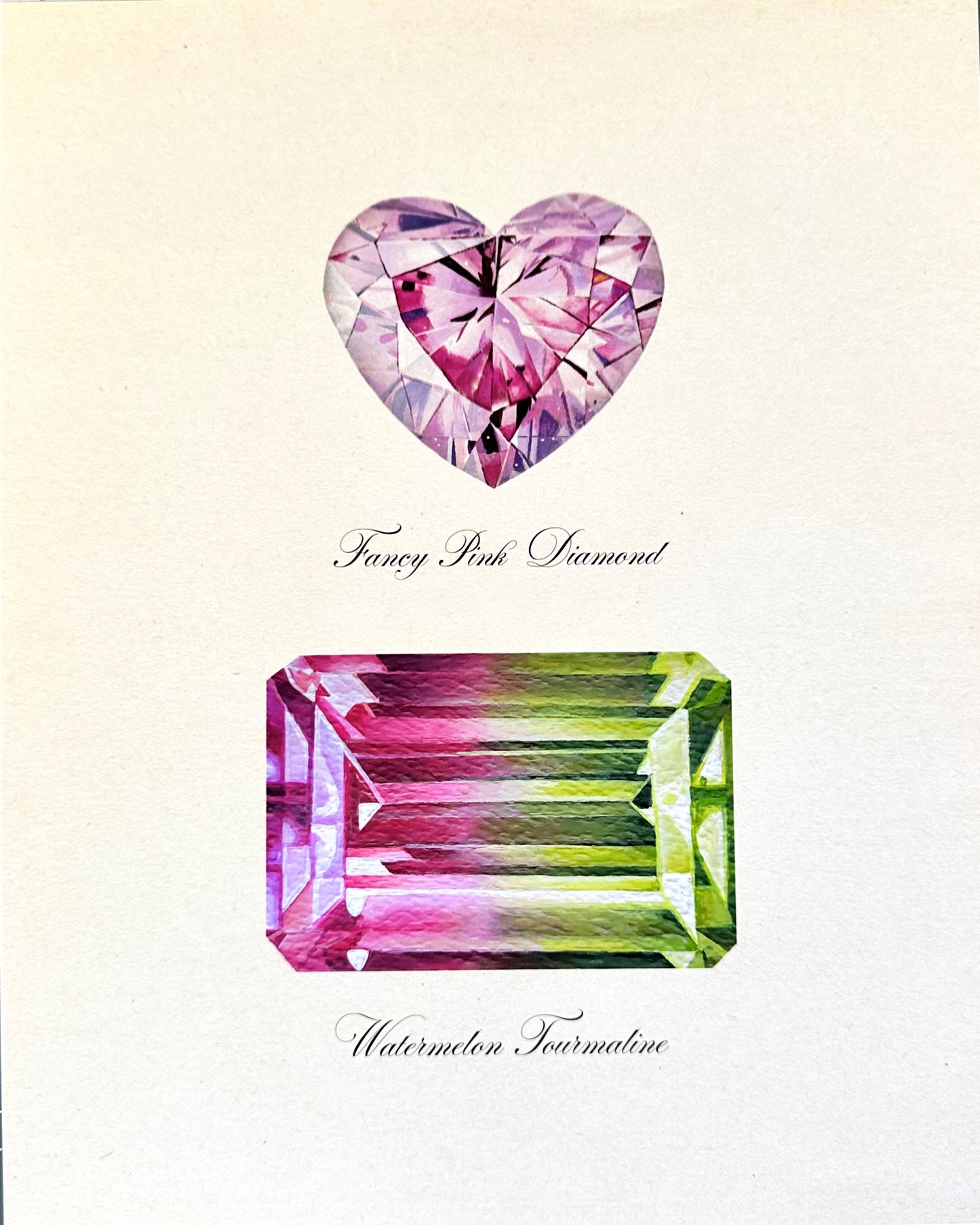 Diamond Heart + Watermelon Tourmaline Print