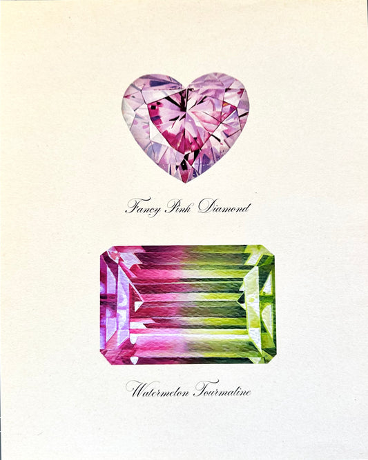 Diamond Heart + Watermelon Tourmaline Print