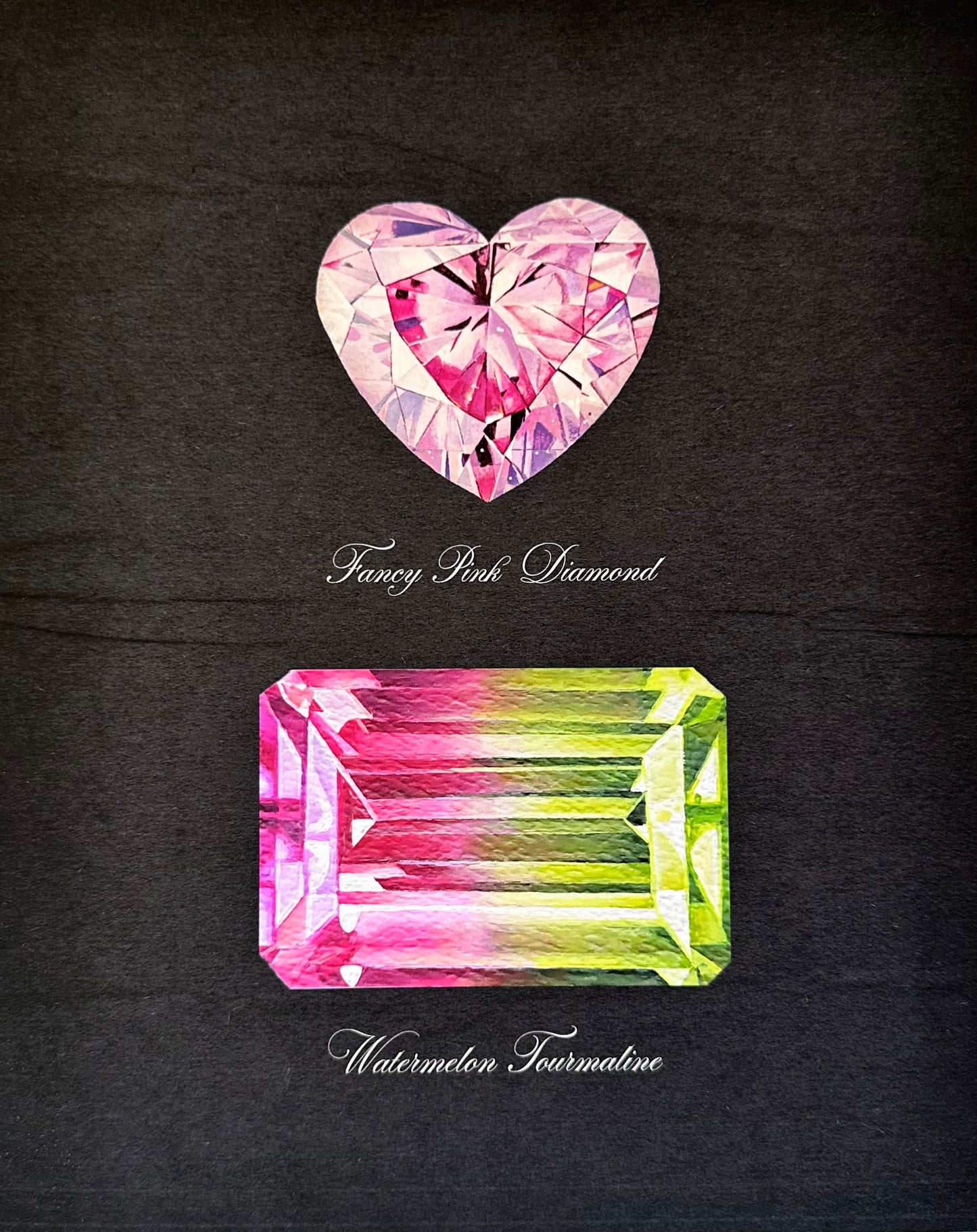 Diamond Heart + Watermelon Tourmaline Midnight Print