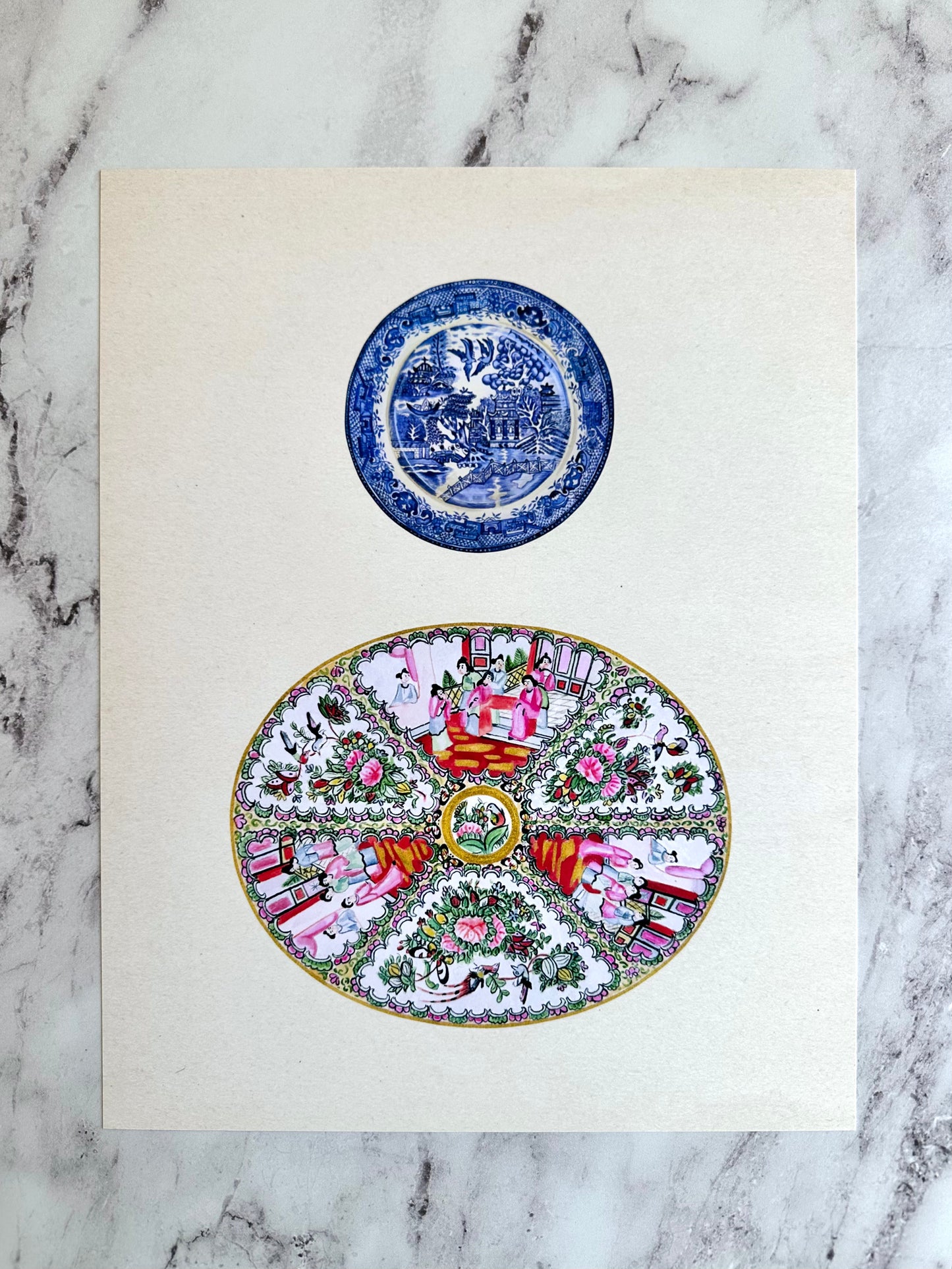 Blue Willow + Rose Medallion Platter Print