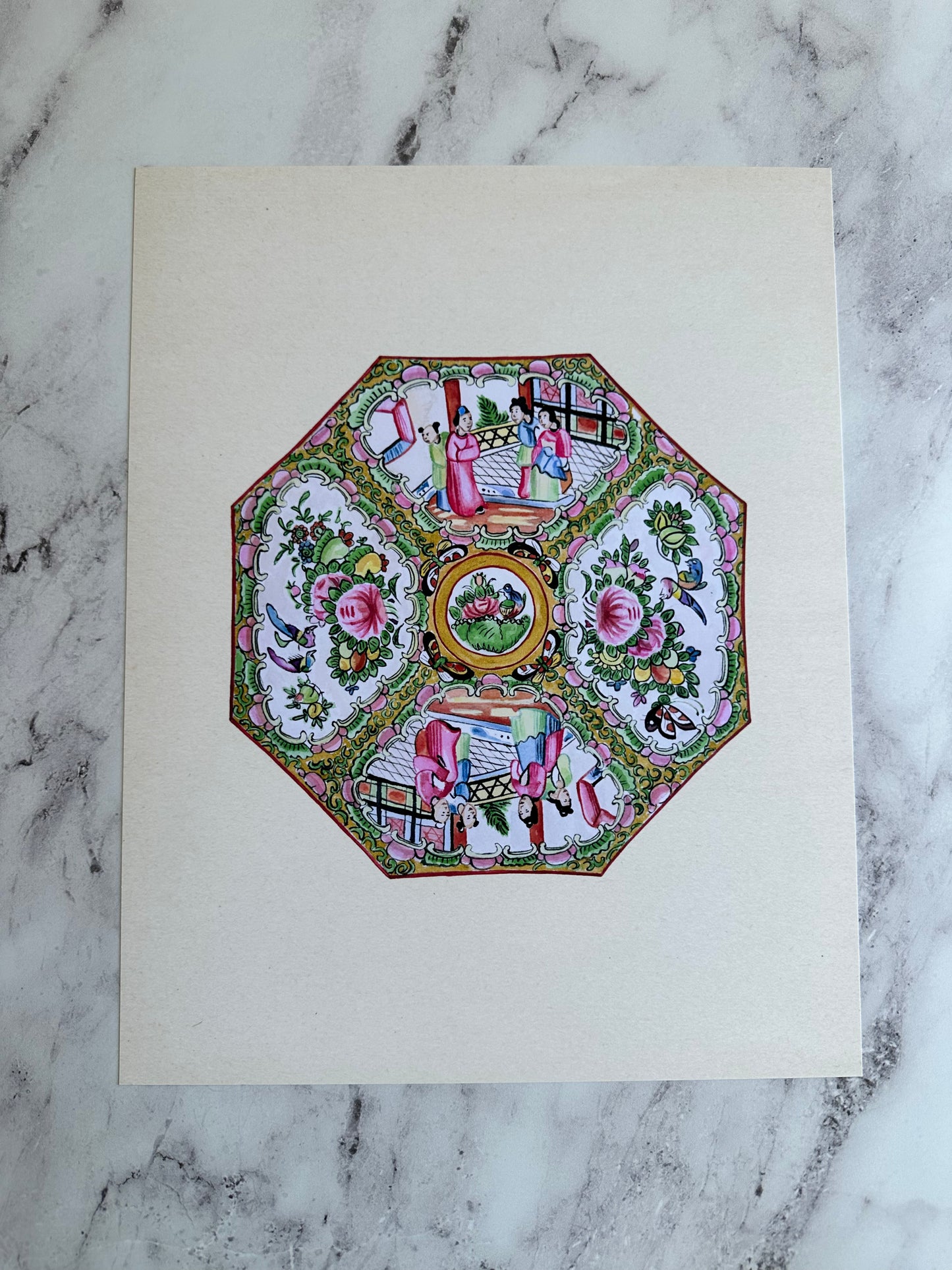 Octagon Rose Medallion Print