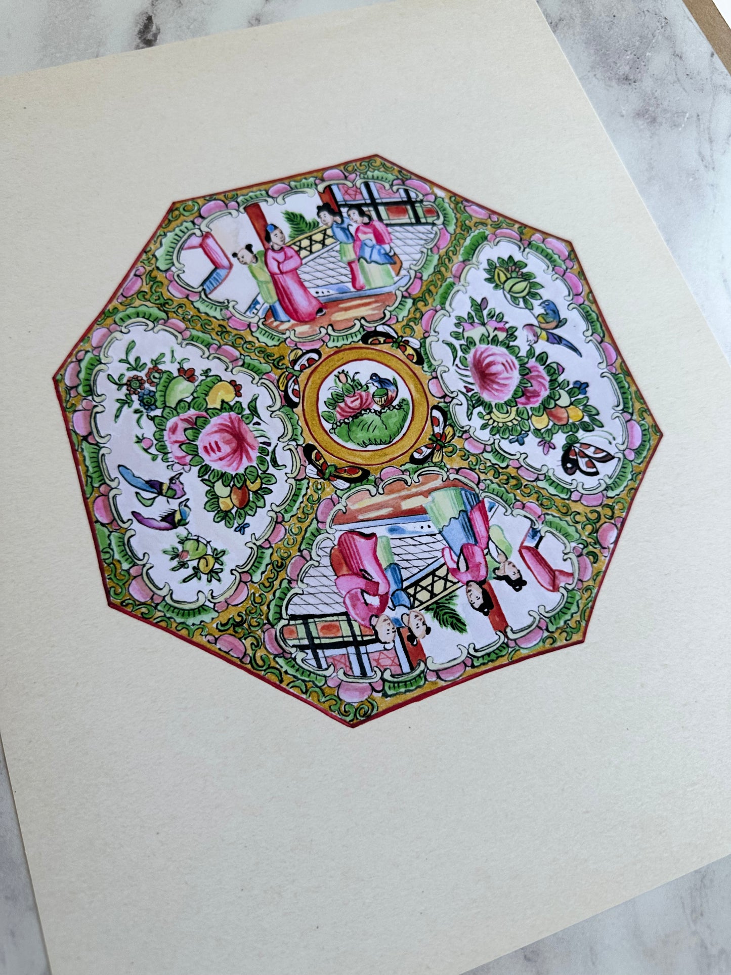 Octagon Rose Medallion Print