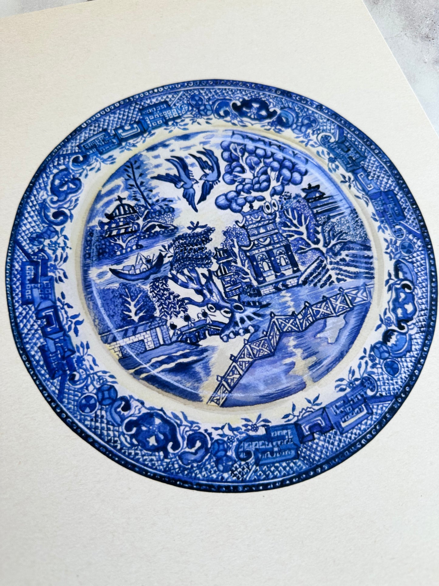 Blue Willow Plate Print