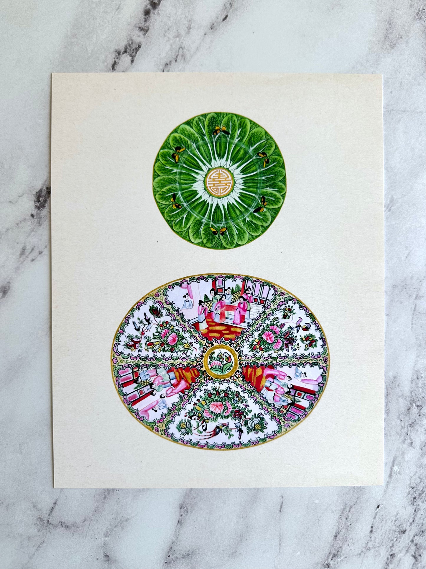 Bok Choy + Rose Medallion Platter Print