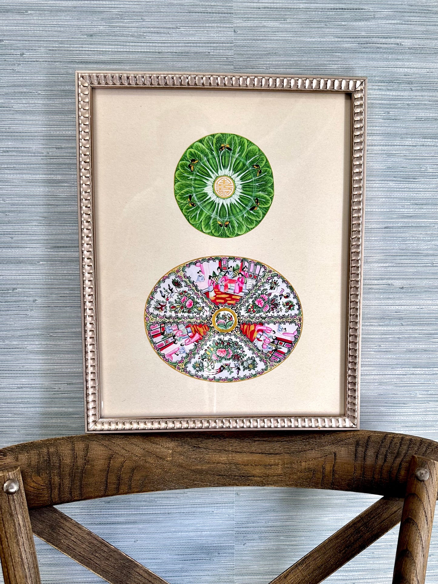 Bok Choy + Rose Medallion Platter Print