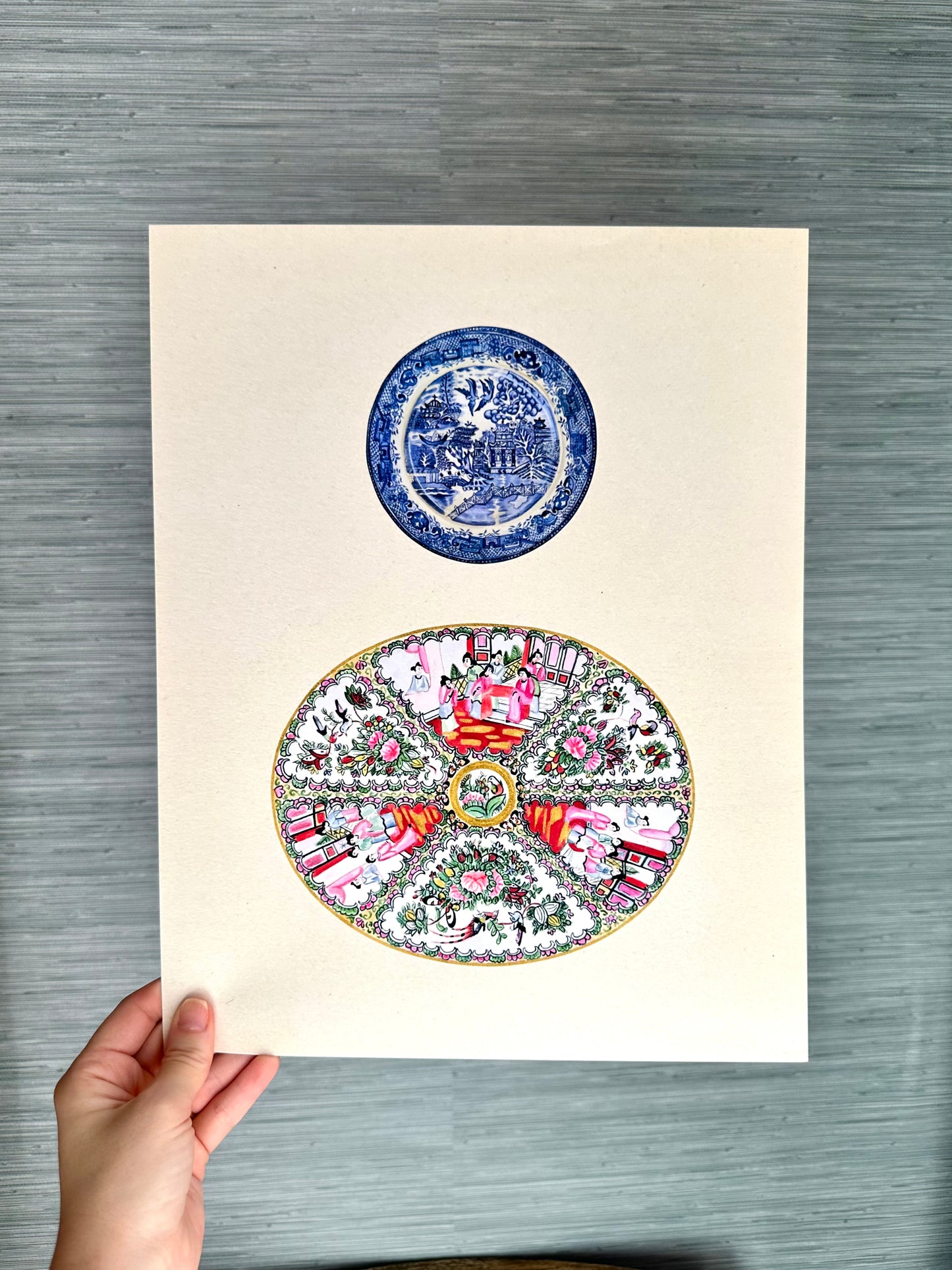 Blue Willow + Rose Medallion Platter Print
