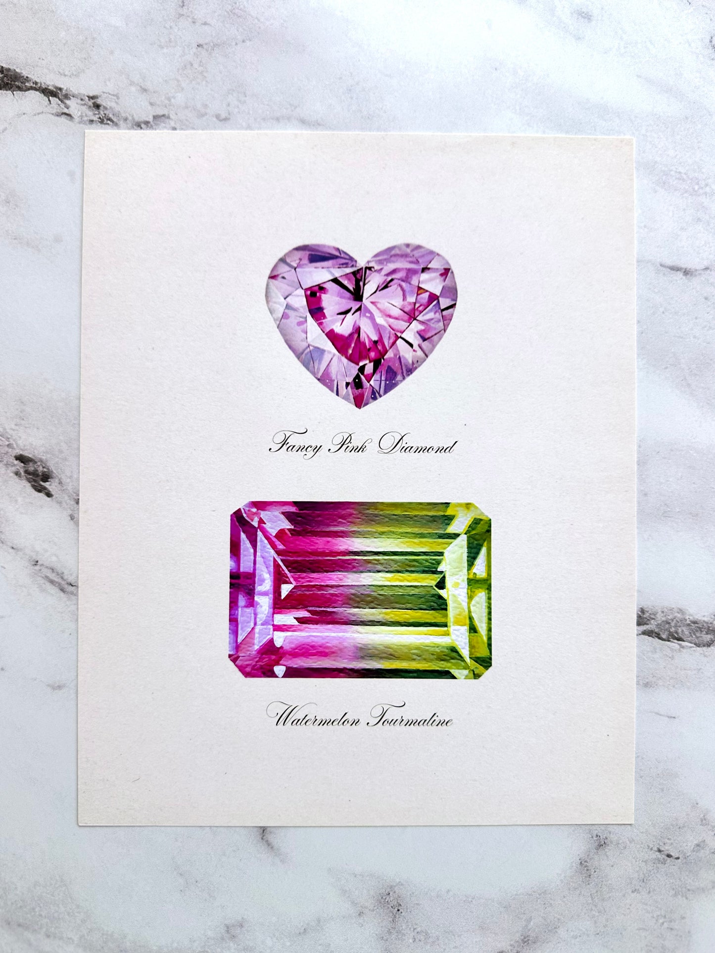 Pink Heart Diamond + Watermelon Tourmaline Print