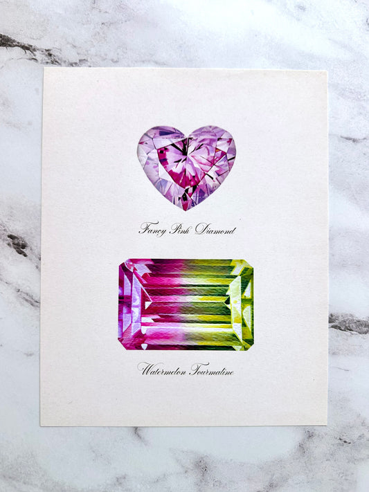 Pink Heart Diamond + Watermelon Tourmaline Print