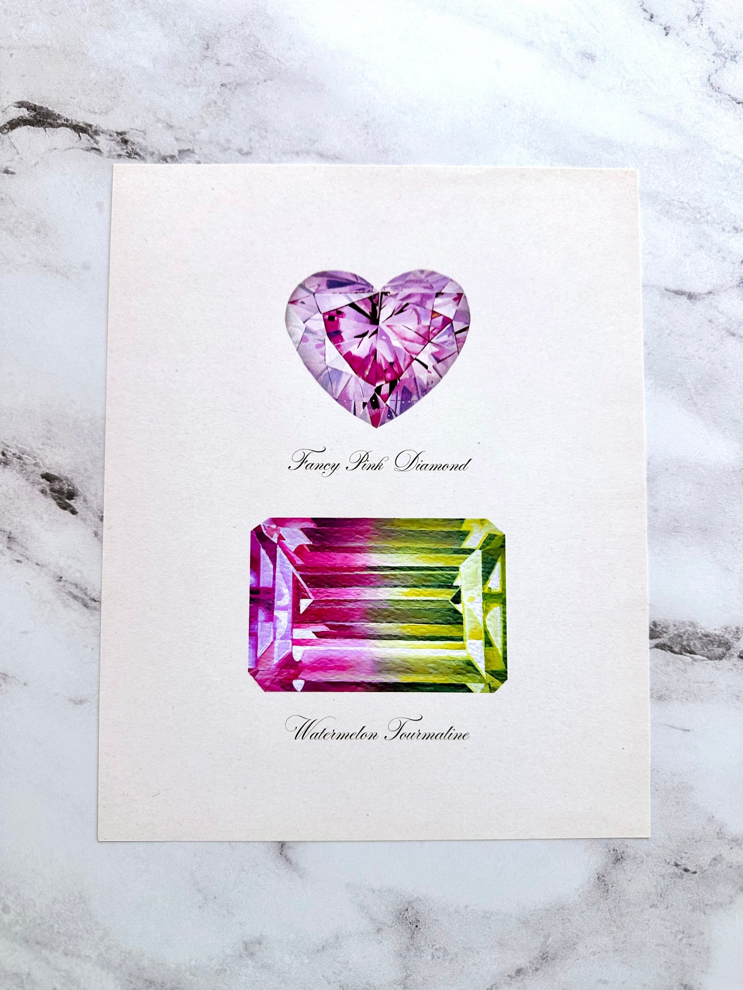 Pink Heart Diamond + Watermelon Tourmaline Print