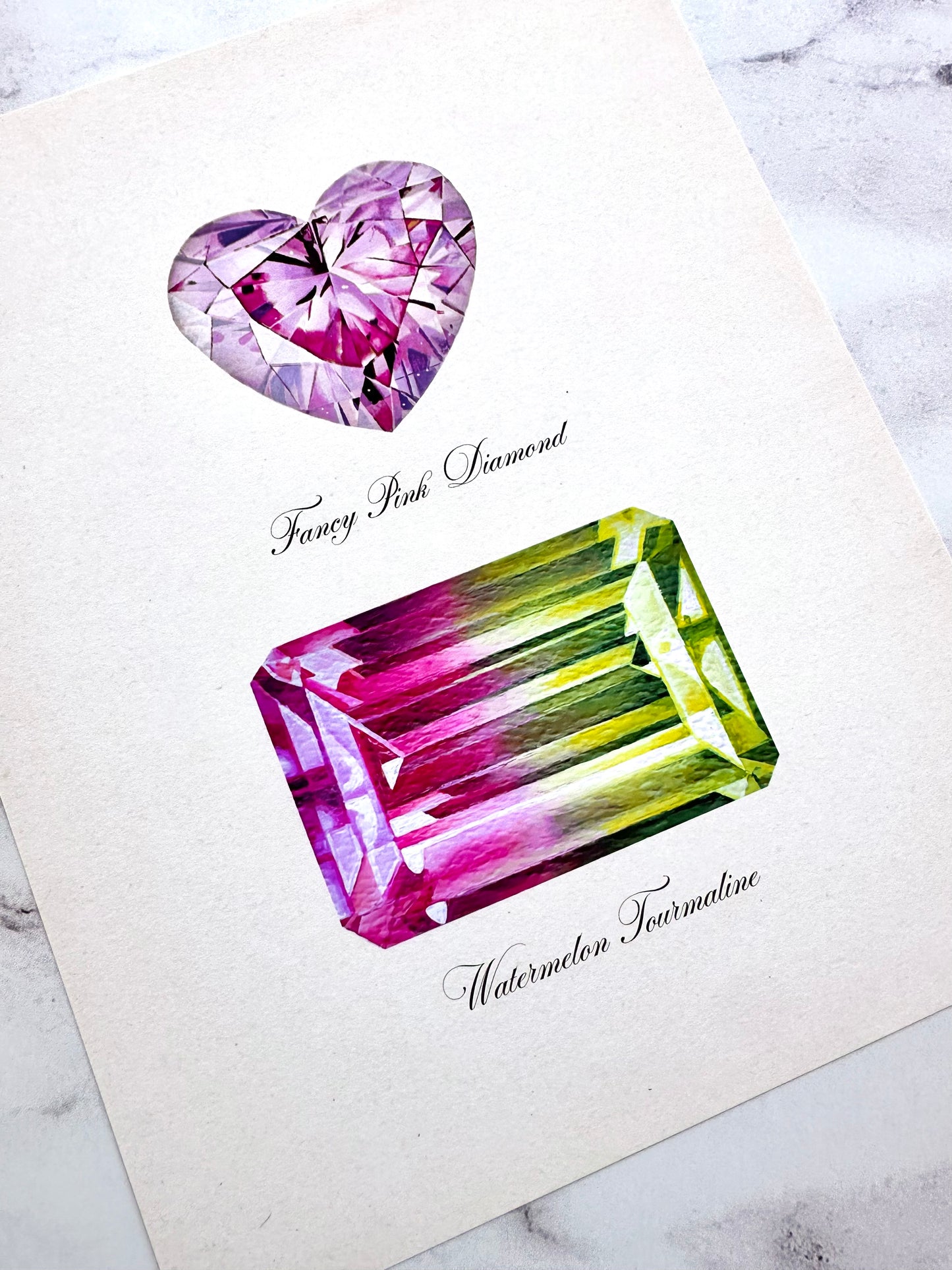 Pink Heart Diamond + Watermelon Tourmaline Print