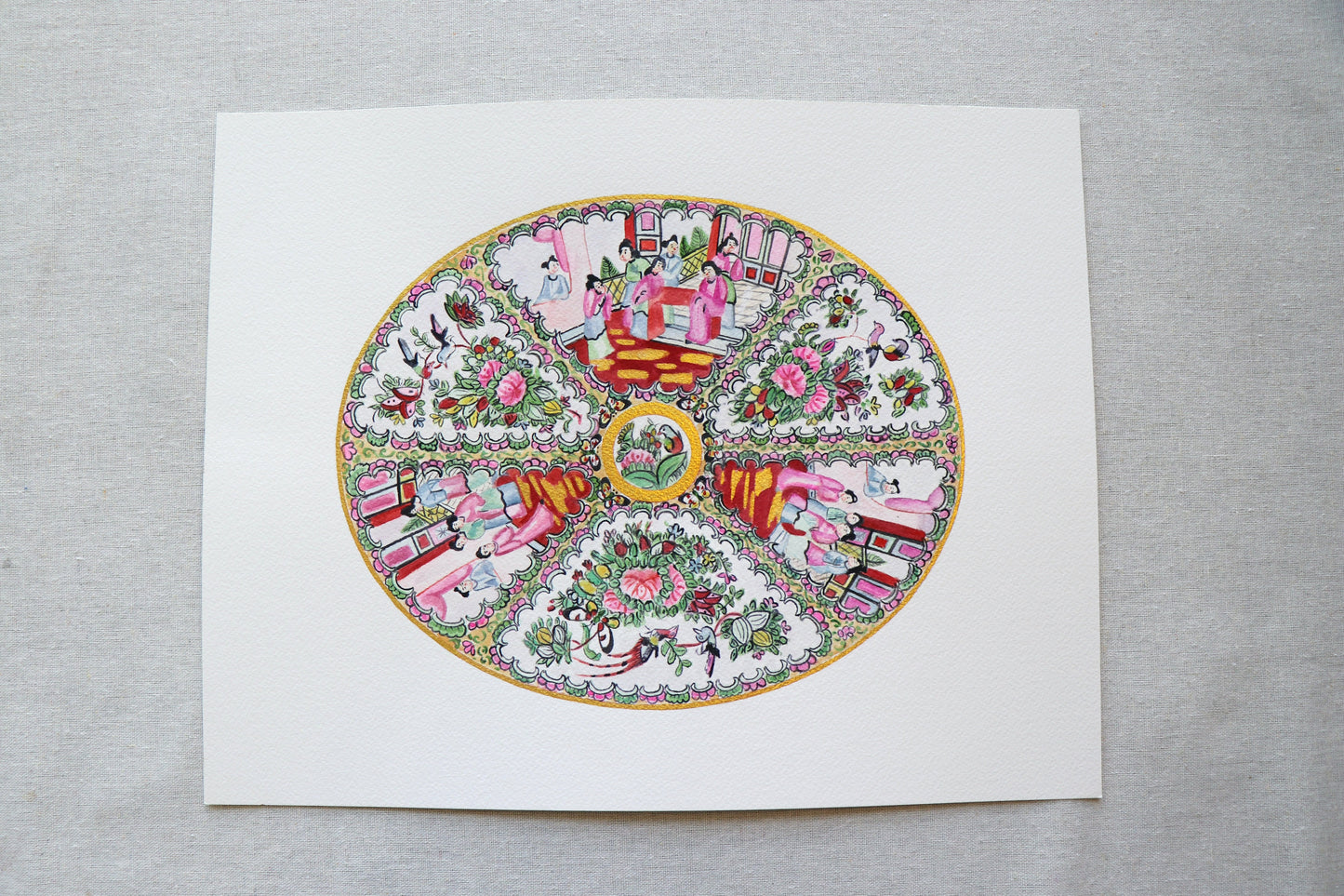 Large Rose Medallion | Original Painting