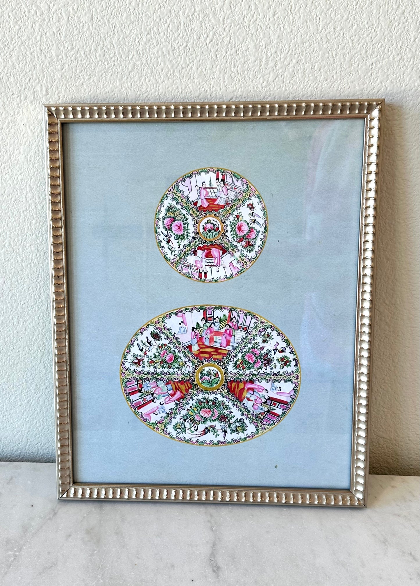 Framed Rose Medallion Chinoiserie Plates Print